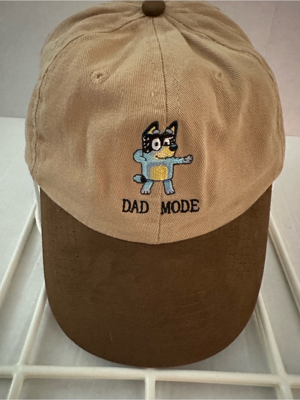 Bluey Dad Mode Tan Adjustable Snapback Hat Embroidered Baseball